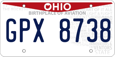 OH license plate GPX8738