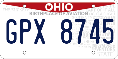 OH license plate GPX8745