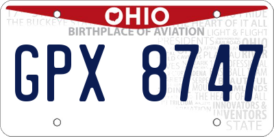 OH license plate GPX8747