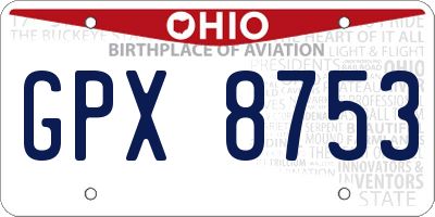 OH license plate GPX8753