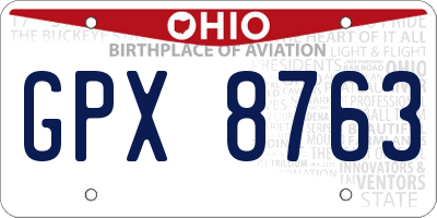 OH license plate GPX8763