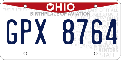 OH license plate GPX8764
