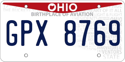 OH license plate GPX8769