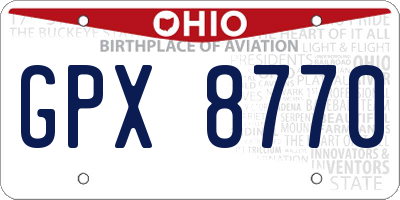 OH license plate GPX8770
