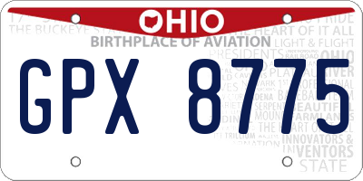 OH license plate GPX8775
