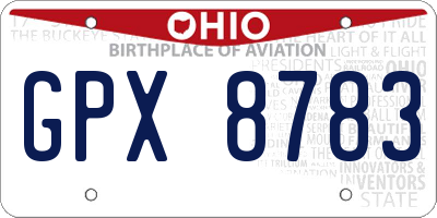 OH license plate GPX8783