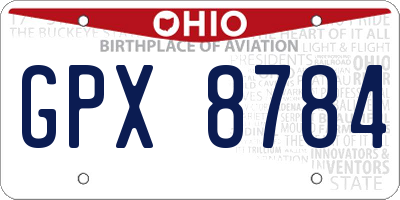 OH license plate GPX8784