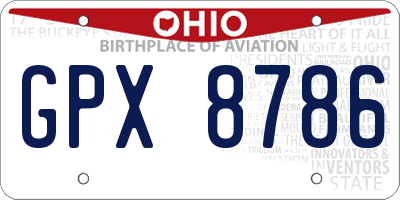 OH license plate GPX8786