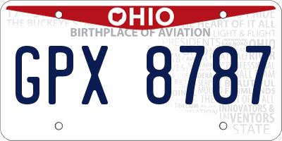 OH license plate GPX8787