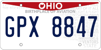 OH license plate GPX8847