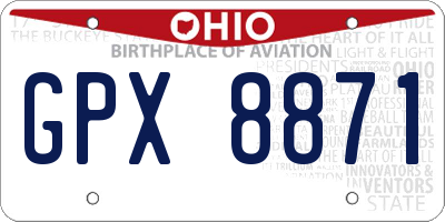 OH license plate GPX8871