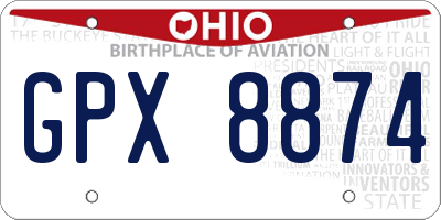 OH license plate GPX8874