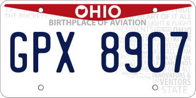 OH license plate GPX8907