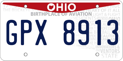 OH license plate GPX8913