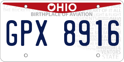 OH license plate GPX8916