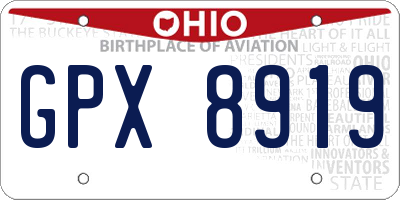OH license plate GPX8919