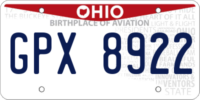 OH license plate GPX8922