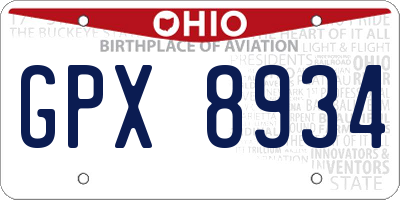 OH license plate GPX8934