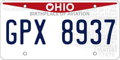 OH license plate GPX8937