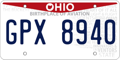 OH license plate GPX8940