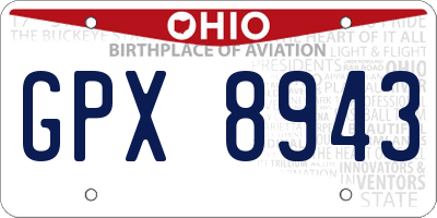OH license plate GPX8943