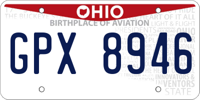OH license plate GPX8946