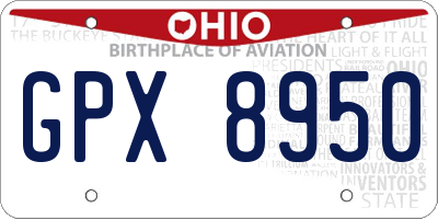 OH license plate GPX8950