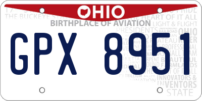 OH license plate GPX8951