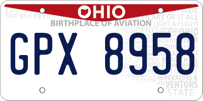 OH license plate GPX8958