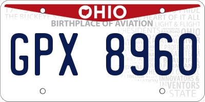 OH license plate GPX8960
