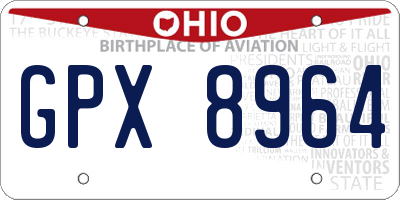 OH license plate GPX8964