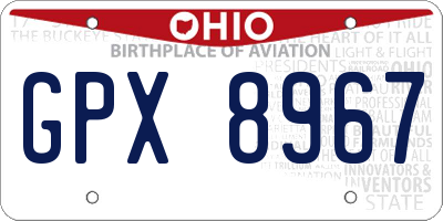 OH license plate GPX8967