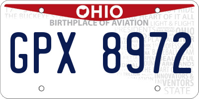 OH license plate GPX8972