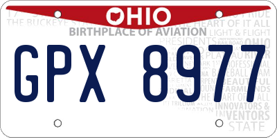 OH license plate GPX8977