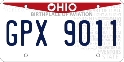 OH license plate GPX9011