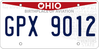 OH license plate GPX9012