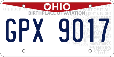 OH license plate GPX9017