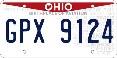 OH license plate GPX9124