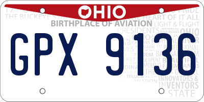 OH license plate GPX9136