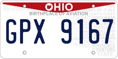 OH license plate GPX9167