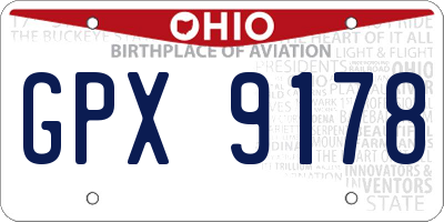 OH license plate GPX9178