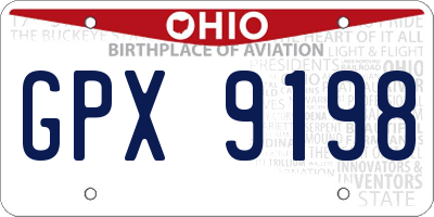 OH license plate GPX9198