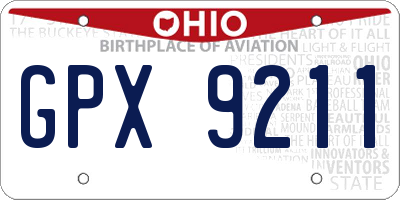 OH license plate GPX9211