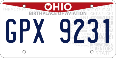 OH license plate GPX9231