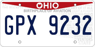 OH license plate GPX9232