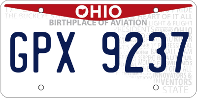 OH license plate GPX9237