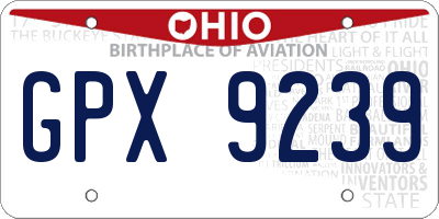 OH license plate GPX9239