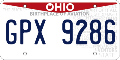 OH license plate GPX9286