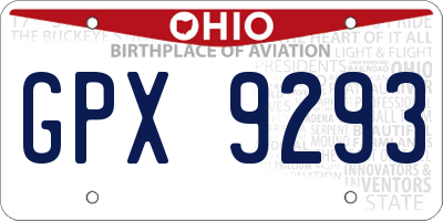 OH license plate GPX9293