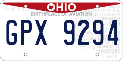 OH license plate GPX9294